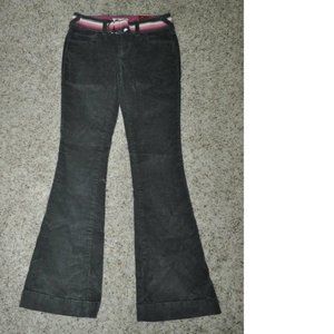 Womens Corduroy Pants SO Gray sz 3 Wide Leg Stretch Canvas Belted Lowrise 5 Pkt